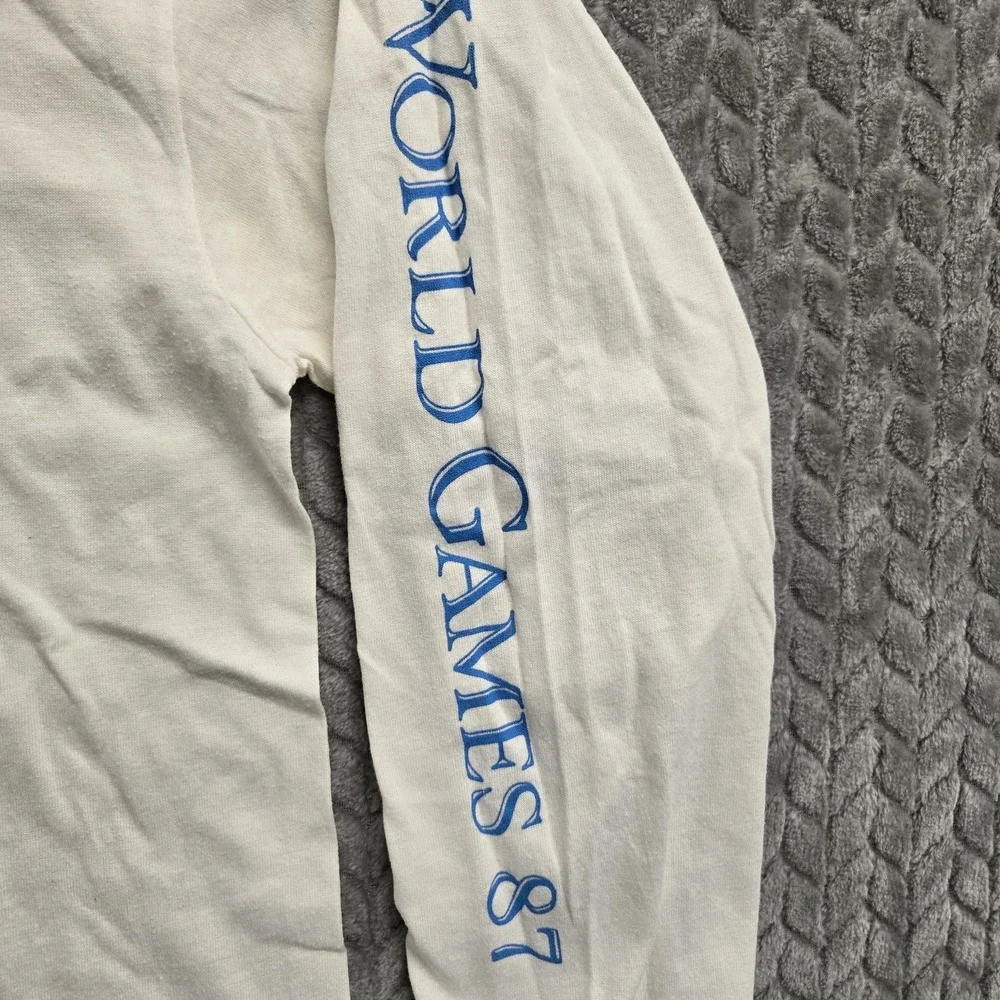 VTG 1987 World Police Fire‎ Games San Diego LS T-Shirt & Shorts White Medium